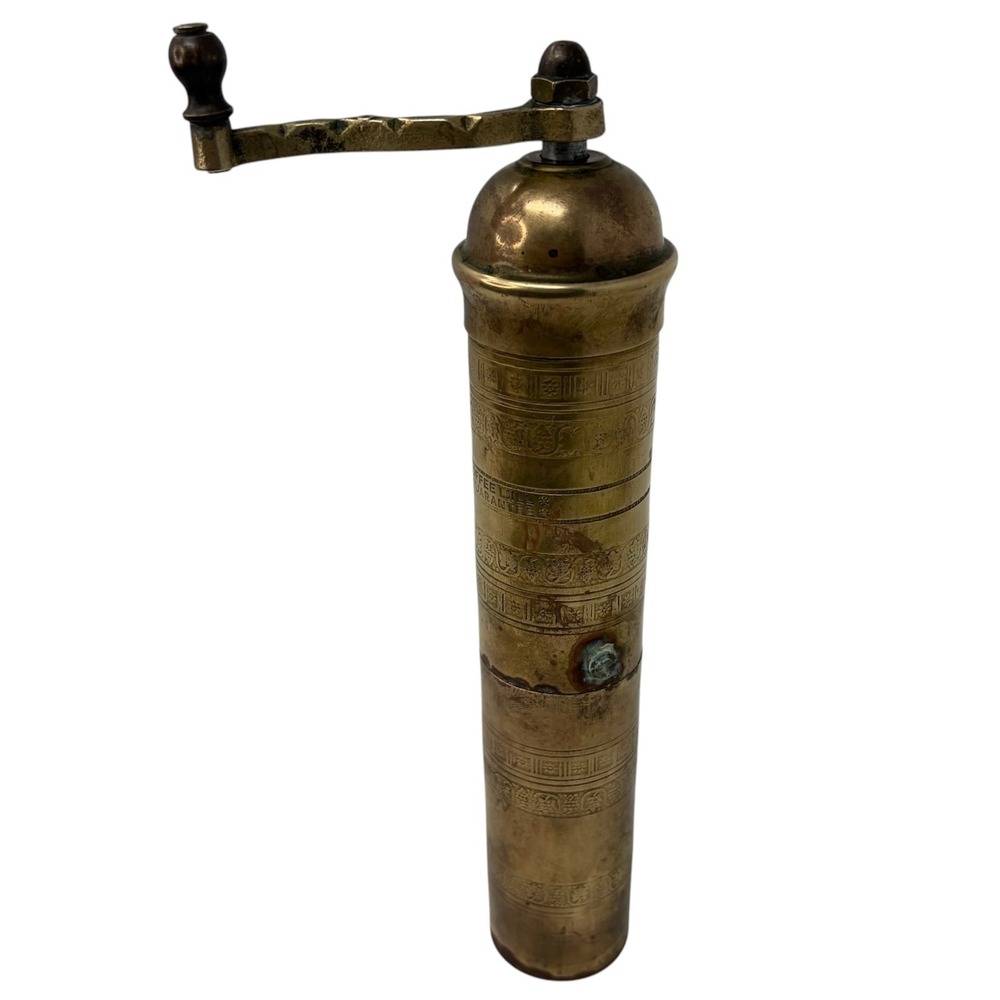Vintage Atlas Brass Coffee Grinder Greek Turkish Spice Mill Hand Crank Greece